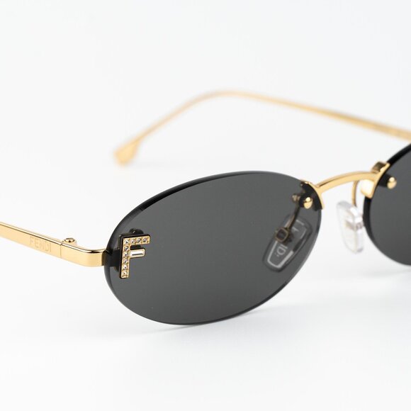 Fendi FIRST CRYSTAL Men Sunglasses Gold Oval Metal FE4075US 30A AUTHENTIC - Picture 6 of 16